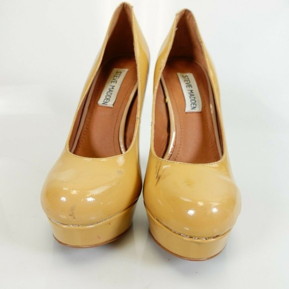 Steve Madden Shoes Leather 6 Sandals Slip On Platform Pump Beasst Yellow - Picture 5 of 13
